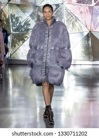 New York, New York - February 09, 2019: Chanel Iman Walks The Runway At Christian Siriano Fall Winter 2019 Fashion Show