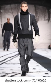 NEW YORK - FEBRUARY 12: Male Model Walks The Runway At The G-Star RAW Fall 2011 Collection Presentation During Mercedes-Benz Fashion Week On February 12, 2011 In New York.