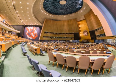 NEW YORK - JAN 18: General Assembly Hall At United Nations Headquarters On Jan 18, 2017 In New York, USA.