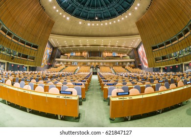 NEW YORK - JAN 18: General Assembly Hall At United Nations Headquarters On Jan 18, 2017 In New York, USA.