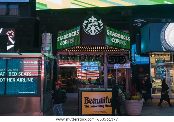 New York Jan 28 Starbucks Coffee Buildings Landmarks Food And