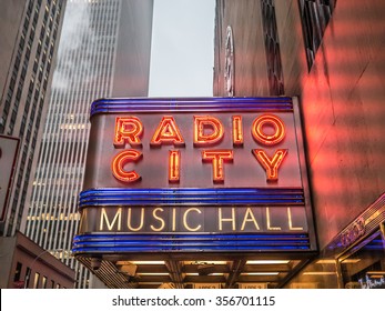 NEW YORK - JANUARY 3, 2015: New York City Landmark, The Radio City Music Hall Is Home Of The Rockettes And Famous Annual Christmas Spectacular.