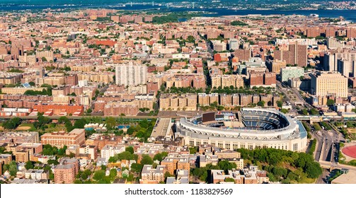 NEW YORK - JULY 02 2016: Aerial View Of Yankee Stadium In The Bronx, New York