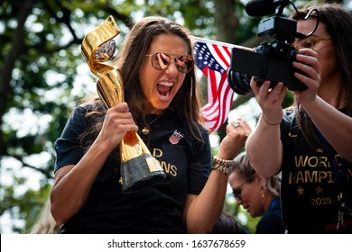 NEW YORK - JULY 10, 2019: Carli Lloyd Appears During The United States Women's Soccer Team Ticker Tape Parade Along The Canyon Of Heroes On July 10, 2019, In New York.