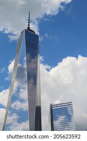 NEW YORK - JULY 17: Freedom Tower in Lower Manhattan on July 17, 2014. One World Trade Center is the tallest building in the Western Hemisphere and the third-tallest building in the world 