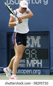 NEW YORK- JULY 27: Kim Clijsters In Action Against Laura Granville July 27, 2003 In Flushing, NY. Clijsters Won The Match To Advance On In The 2003 US Open.