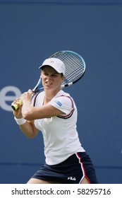 NEW YORK- JULY 27: Kim Clijsters In Action Against Laura Granville July 27, 2003 In Flushing, NY. Clijsters Won The Match To Advance On In The 2003 US Open.