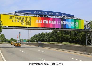 NEW YORK - JULY 8: The exit from John F. Kennedy International Airport in New York on July 8, 2014.JFK is the busiest international air passenger gateway in the United States