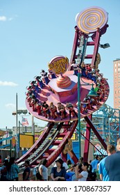 NEW YORK - JUNE 27: Coney Island's Electro Spinp. Coney Island Luna Park Has Every Year About 450,000 Visitors With Over 1.7 Million Rides.