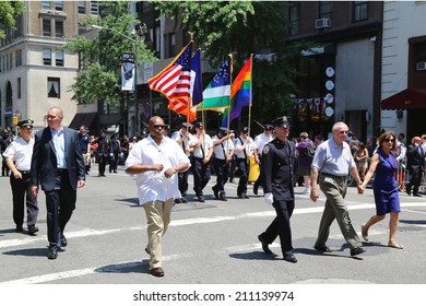 NEW YORK - June 29, 2014:  The New York City Police Commissioner William Bratton Participates At LGBT Pride Parade In New York City On June 29, 2014. 