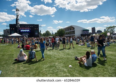 NEW YORK - JUNE 3, 2017: People  Having Fun At Governors Ball Music Festival At Randall`s Island In New York City At Summer
