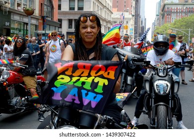 NEW YORK, NEW YORK - JUNE 30: Women Ride Motorcycles During The N.Y.C. Pride Parade In New York On June 30, 2019. (Photo: Gordon Donovan/Yahoo News)