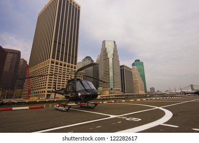 New York, Lower Manhattan - Helicopter Standing By For Take Off