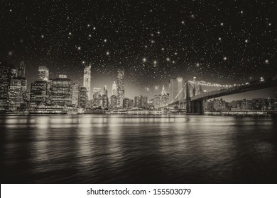 New York. Manhattan Skyline At Night.