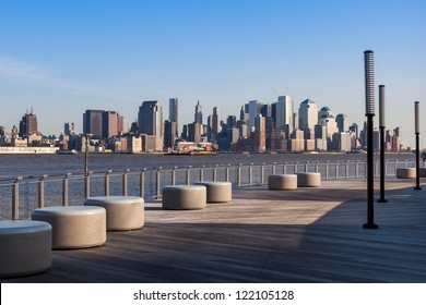 New York - Manhattan Skyline  View From Hoboken Waterfront  - USA