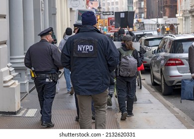 NEW YORK, NEW YORK - MARCH 05, 2022: Animal Rights Activists Hold A Peaceful NYC's Anti-Fur Protest Protesting Dior, Fendi And Louis Vuitton For Refusing To Go Fur Free.