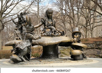 NEW YORK - MARCH 15, 2015: Alice In Wonderland Monument In Central Par, New York City