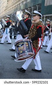 NEW YORK - MARCH 17, 2016: United States Merchant Marine Academy Marching At The St. Patrick's Day Parade In New York. 