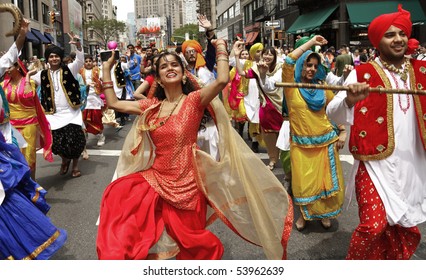 NEW YORK - MAY 22: Indian traditional dancers march at Annual Dance Parade in Manhattan on May 22, 2010 in New York City.