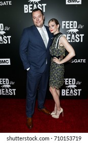 NEW YORK - MAY 23: Michael Gladis (L) And Beth Behrs Attend The AMC's 'Feed The Beast' Premiere On May 23, 2016 In New York City. 