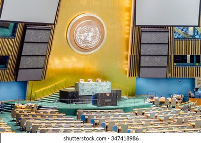 NEW YORK - MAY 28: The General Assembly Hall Is The Largest Room In The United Nations With Seating Capacity For Over 1,800 People. May 28, 2013 In Manhattan, New York City