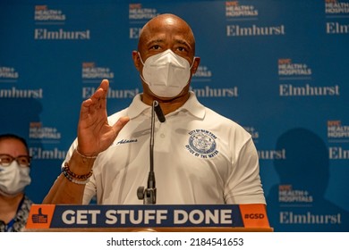 New York Mayor Eric Adams Speaks During A Healthcare Week Of Action Closeout Event At NYC Health + HospitalsElmhurst On July 30, 2022 In The Elmhurst Neighborhood Of New York City. 