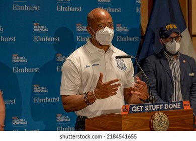 New York Mayor Eric Adams Speaks During A Healthcare Week Of Action Closeout Event At NYC Health + HospitalsElmhurst On July 30, 2022 In The Elmhurst Neighborhood Of New York City. 