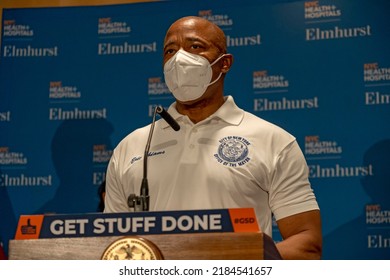 New York Mayor Eric Adams Speaks During A Healthcare Week Of Action Closeout Event At NYC Health + HospitalsElmhurst On July 30, 2022 In The Elmhurst Neighborhood Of New York City. 