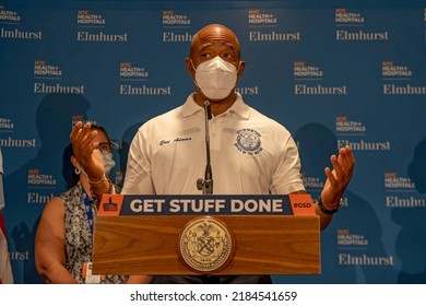 New York Mayor Eric Adams Speaks During A Healthcare Week Of Action Closeout Event At NYC Health + HospitalsElmhurst On July 30, 2022 In The Elmhurst Neighborhood Of New York City. 