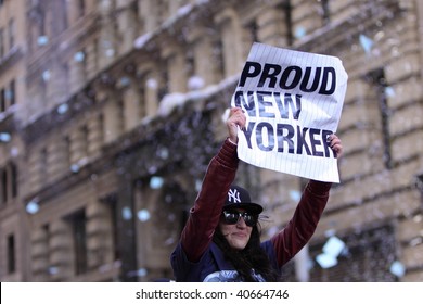 NEW YORK - NOVEMBER 6: An Unidentified Fan At The Ticket-tape Parade For Yankees Winning The 27th World Series On November 6, 2009 In New York, NY.