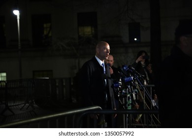 New York, NY - 03.25.2019:  Attorney Michael Avenatti gives statement after being charged with trying to extort $20 mln from Nike,outside of the New York Federal Court at 500 pearl Street. 