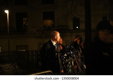 New York, NY - 03.25.2019:  Attorney Michael Avenatti gives statement after being charged with trying to extort $20 mln from Nike,outside of the New York Federal Court at 500 pearl Street. 