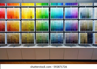 NEW YORK, NY -2 MAR 2017- Paint Color Swatches On Display In A Sherwin-Williams Painting Store.