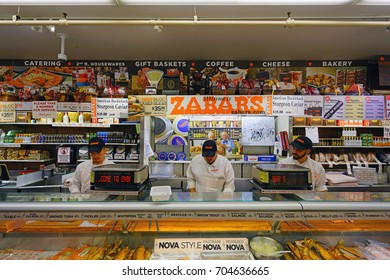 NEW YORK, NY -27 AUG 2017- Zabars Is A Specialty Food Store Located On Broadway On The Upper West Side Of Manhattan. It Is Famous For Its Deli And Smoked Fish Products.