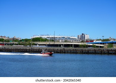 NEW YORK, NY -27 MAY 2021- View Of Yankee Stadium, The Landmark Ballpark Of The New York Yankees Of Major League Baseball (MLB) Located In The Bronx, New York City, United States.