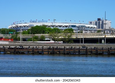 NEW YORK, NY -27 MAY 2021- View Of Yankee Stadium, The Landmark Ballpark Of The New York Yankees Of Major League Baseball (MLB) Located In The Bronx, New York City, United States.