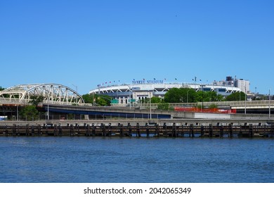 NEW YORK, NY -27 MAY 2021- View Of Yankee Stadium, The Landmark Ballpark Of The New York Yankees Of Major League Baseball (MLB) Located In The Bronx, New York City, United States.