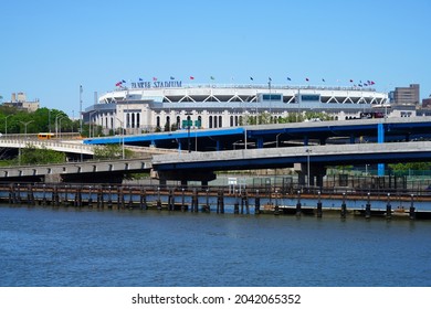 NEW YORK, NY -27 MAY 2021- View Of Yankee Stadium, The Landmark Ballpark Of The New York Yankees Of Major League Baseball (MLB) Located In The Bronx, New York City, United States.