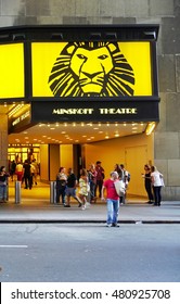 NEW YORK, NY -4 SEPTEMBER 2016- The Award Winning Lion King Musical, By Tim Rice And Elton John, Has Been Playing On Broadway Since 1997. It Has Been At The Minskoff Theater On 42nd Street Since 2006.