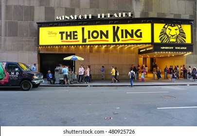 NEW YORK, NY -4 SEPTEMBER 2016- The Award Winning Lion King Musical, By Tim Rice And Elton John, Has Been Playing On Broadway Since 1997. It Has Been At The Minskoff Theater On 42nd Street Since 2006.