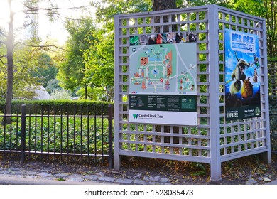 NEW YORK, NY -6 AUG 2019- View Of The Central Park Zoo, A Wildlife Conservation Society (WCS)  In Central Park In Manhattan, New York, USA.