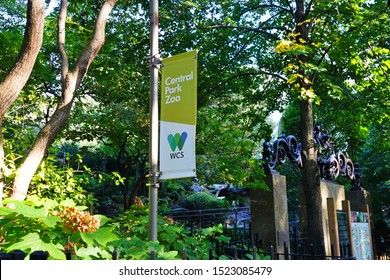 NEW YORK, NY -6 AUG 2019- View Of The Central Park Zoo, A Wildlife Conservation Society (WCS)  In Central Park In Manhattan, New York, USA.