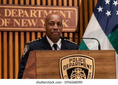 New York, NY - April 15, 2021: NYPD Chief Of Department Rodney Harrison Speaks During Briefing Regarding Search Warrants At One Police Plaza