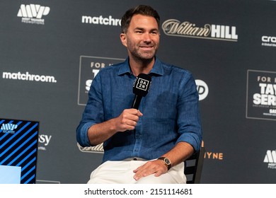 New York, NY - April 29, 2022: Eddie Hearn Speaks During Weigh-in Ceremony Leading To Katie Taylor And Amanda Serrano Fight At Hulu Theater At MSG