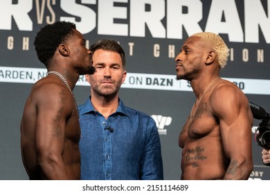 New York, NY - April 29, 2022: Khalil Coe And William Langston During Weigh-in Ceremony For Light Heavyweight Fight At Hulu Theater At MSG