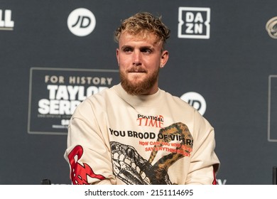 New York, NY - April 29, 2022: Jake Paul Speaks During Weigh-in Ceremony Leading To Katie Taylor And Amanda Serrano Fight At Hulu Theater At MSG