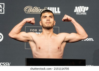 New York, NY - April 29, 2022: Joe Eli Hernandez Seen During Weigh-in Ceremony For Super Lightweight Fight Against Reshat Mati At Hulu Theater At MSG