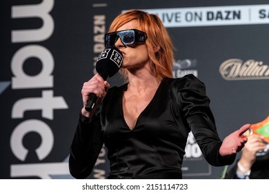 New York, NY - April 29, 2022: WWE wrestler Becky Lynch attends Katie Taylor v Amanda Serrano undisputed Lightweight title - weigh-in ceremony at Hulu Theater at MSG