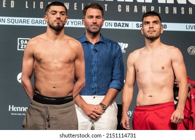 New York, NY - April 29, 2022: Reshat Mati And Joe Eli Hernandez During Weigh-in Ceremony For Super Lightweight Fight At Hulu Theater At MSG