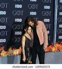 New York, NY - April 3, 2019: Lisa Bonet and Jason Momoa attend HBO Game of Thrones final season premiere at Radion City Music Hall